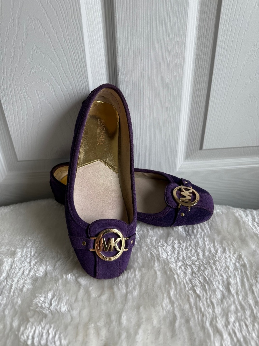 Michael Kors Fulton Moc Purple Suede Flats Moccasins Size 8 Very Good Cond